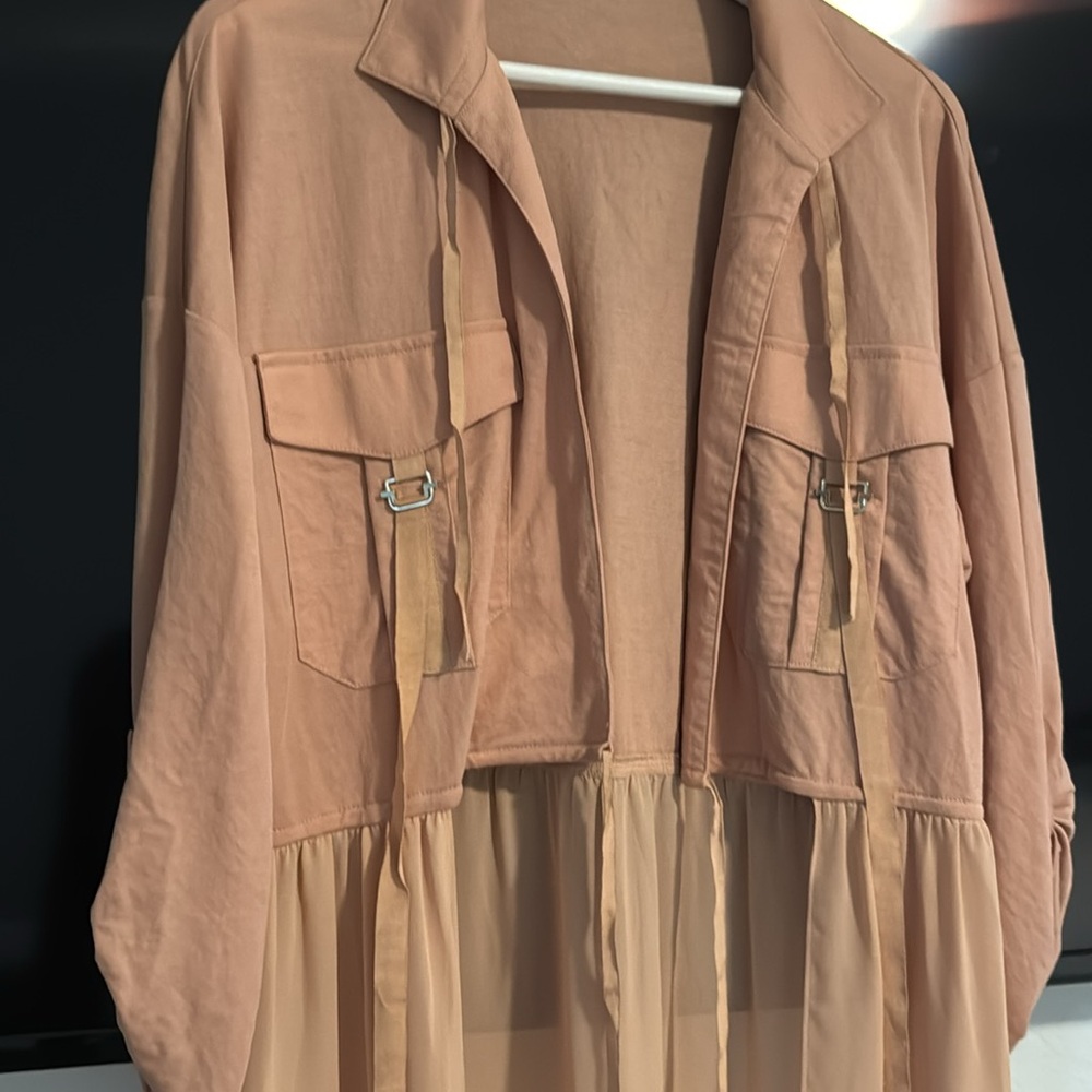 Solid Elasticated Drawstring Long Jacket - image 4